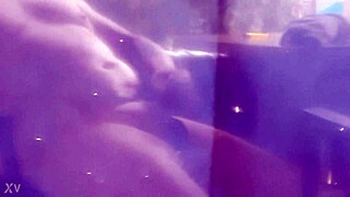 Chubby gay masturbates in panties
