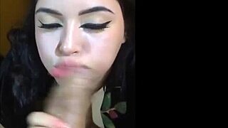 Amateur girl gives a sloppy blowjob to a fat man in webcam video