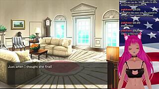 Vtuber Maid plays as President in Hentai Visual Novel