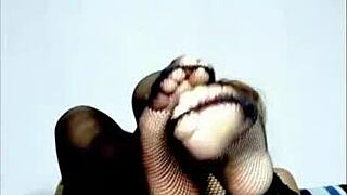 Teenager's foot massage and footjob
