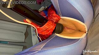 A young and beautiful amateur woman pleasures herself and her partner in a homemade video