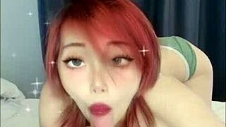 Japanese hentai teen gets a blowjob and swallows cum in POV video