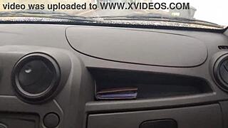 Latina beauty gets a blowbang from her Uber driver