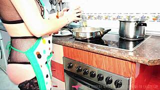 Madam Pornstar's web chat with a kitchen babe in nylon panties