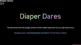 Jessica Morgan and Roxi Keogh get naughty in public with diaper play