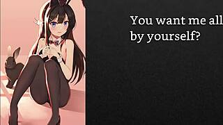 Joi and sissification in hentai video with anal and self-facial