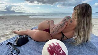 At Floripa beach, I revealed my petite bosom, leading to a throbbing arousal and an enjoyable oral pleasure session.