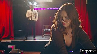 Shy Leana, restrained and vigorously penetrated by dominant Maximo in various positions.