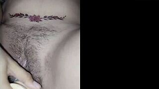 Asian couple's orgasmic playtime with a big dildo and creampie