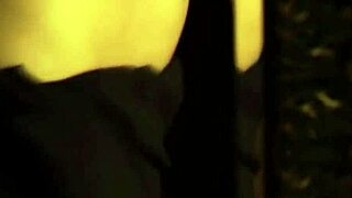 Sensual brunette dancer performs erotic routine under moonlight