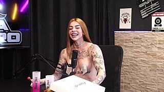 Beautiful black woman with a tragic tattoo and sensual lingerie