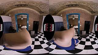 Experience taboo pleasures with a stunning blonde in VR