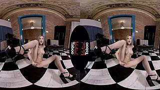 Experience taboo pleasures with a stunning blonde in VR