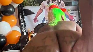 A black amateur gives a deepthroat birthday gift