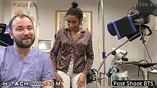 Miss Mars receives Hitachi wand massage from Doctor Tampa in college physical