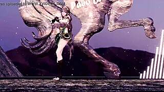 Demeter's captivating 2D performance in patchwork nude outfit