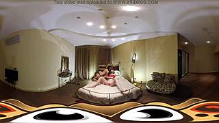 Sensual lesbians tie up and pleasure each other in a virtual reality BDSM video