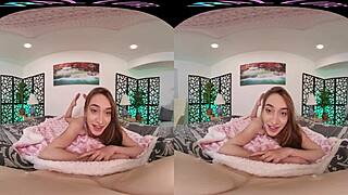 Voyeuristic masturbation with wet and bushy small tits