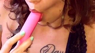 Dj Bree's anal play with a pink vibrator