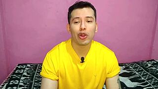 Muscular gay man pleasures himself anally while his pregnant partner is away