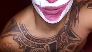 Joker's solo masturbation session with a big brown cock