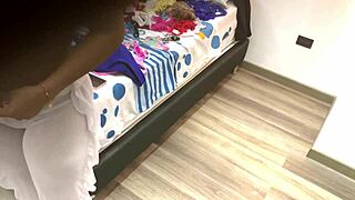 Amateur stepmom caught in the act of trying on swimsuit