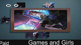 Erotic video featuring anime girls playing games and solving puzzles