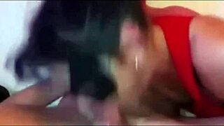 A horny housewife gives a deep throat blowjob