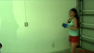 Cindy kicks a smart guy's face in femdom video