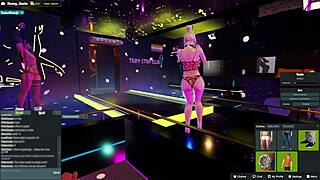 Yessica, a hot wife, performs at a night club with 3D effects