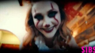 Teen stepsister dons Pennywise costume for Halloween