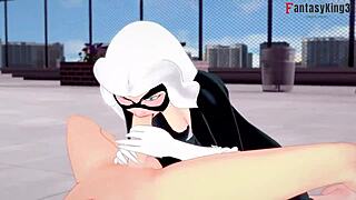 Black cat Felicia Hardy in POV fucking and sucking