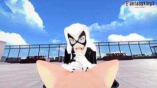 Black cat Felicia Hardy in POV fucking and sucking
