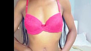 A slender girl indulging in self-pleasure