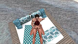 Wet and wild beach house encounter with a busty wife and monster cock