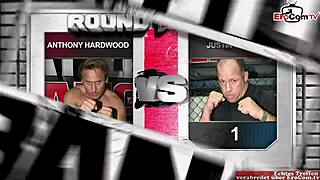 British brunette with natural tits gets naughty in the boxing ring