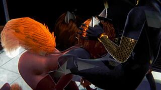 Anime and hentai porn with furry characters - Anubis the Dogboy and a foxygirl in a toilet