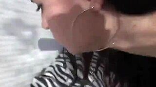 Young European girl gets teased and fucked in a public place