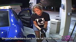 Daring public exposure with attractive blonde university student