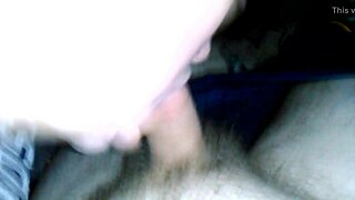 Teen gives a blowjob to a big cock