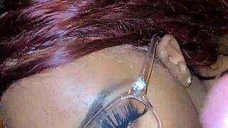Big beautiful black woman receives a facial in this amateur porn video