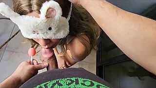 Bored brunette engages in sexual activity with her uncle, including oral sex and guessing flavors