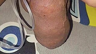 Myanmar gay man injects saline into his big cock