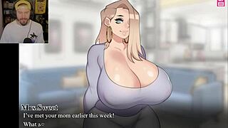 MILF next door helps you with your work and shows off her big boobs