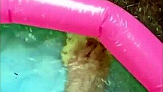 Mistress of vegan car teases with poolside foot fetish