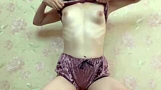 girl eager to tease with her smooth shaved pussy outdoors