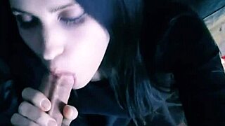 A young man quickly received a blowjob from a beautiful brunette and made her face covered in his hot load