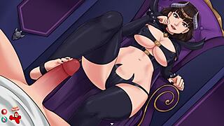 Cartoon gameplay with sensual footjobs and blowjobs