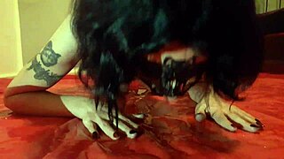 Slutty Lucy indulges in piss drinking fetish