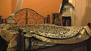 Amateur couple explores interracial lust in African bedroom